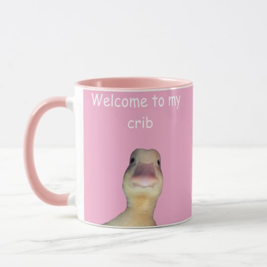 面白いアヒルのミーム – “Welcome to My Crib” かわいいアニマル マグカップ (左)