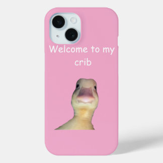 面白いアヒルのミーム – “Welcome to My Crib” かわいいアニマル iPhone 15ケース