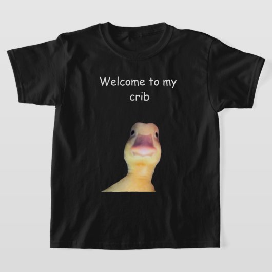 面白いアヒルのミーム – “Welcome to My Crib” かわいいアニマル Tシャツ (レイダウン)