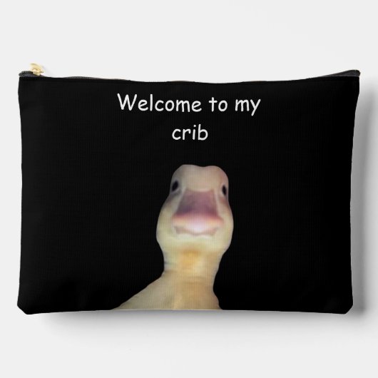 面白いアヒルのミーム - 「Welcome to My Crib」かわいい動物 アクセサリーポーチ (正面)