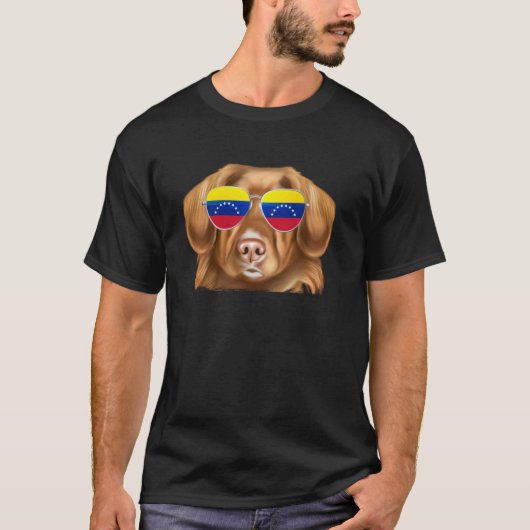 面白いアヒルの誘致レトリバー犬ベネズエラサングラス Tシャツ (正面)