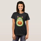 面白いアボカド猫 Tシャツ (正面フル)