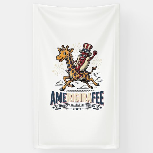 面白いアメリカのキリン愛国キリンホットドッグTシャツ 横断幕 (縦)