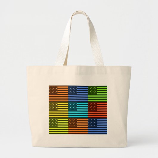 面白いアメリカ国旗 ラージトートバッグ (正面)