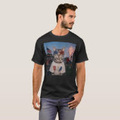 面白いアメリカ猫 7月4日 愛国的な猫の煙草 Tシャツ (正面フル)