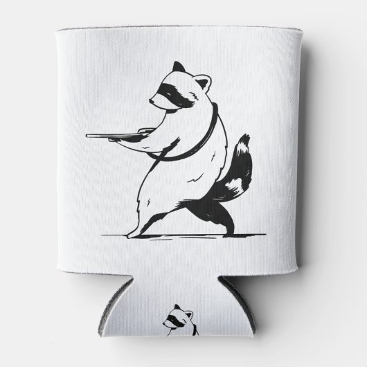 面白いアライグマ射手 缶クーラー (正面)