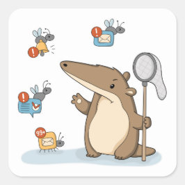 面白いアリクイの通知ハンターイラスト スクエアシール