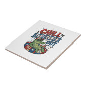 面白いアリゲーターのサマーTシャツ アメリカ独立記念日をのんびり過ごそう タイル (側面)