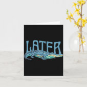 面白いアリゲーターのダジャレ「Later Gator」 カード (黄色い花)