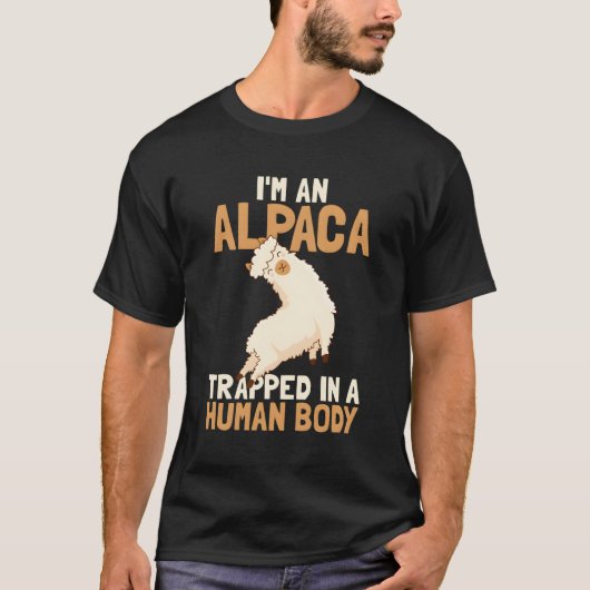 面白いアルパカ好きデザインアルパカの人型 Tシャツ (正面)