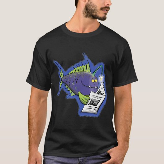 面白いアンコウのイラスト Tシャツ (正面)
