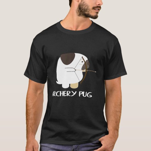 面白いアーチェリー・パグ・アーチャーのアイデア Tシャツ (正面)