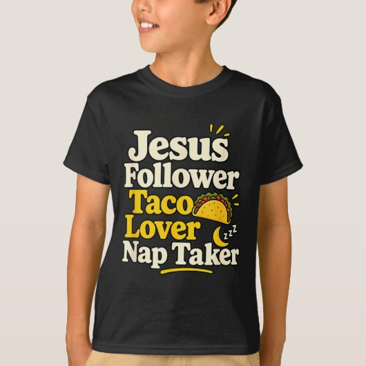 面白いイエスの信者タコナップ寝てる恋人 Tシャツ (正面)