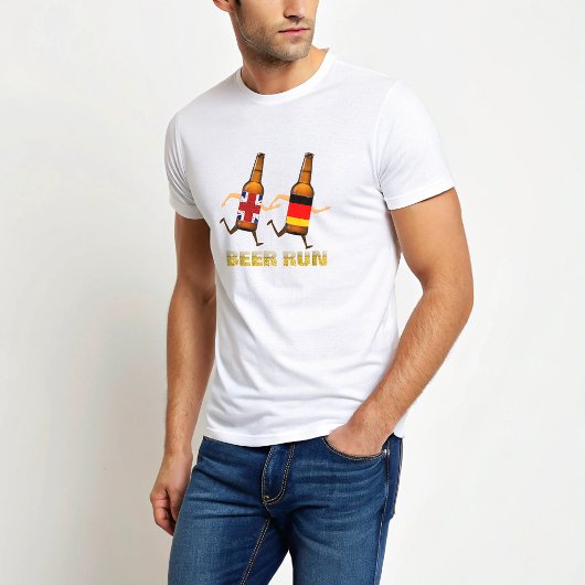 面白いイギリス ドイツ ビールラン レース ビール好きTシャツ Tシャツ