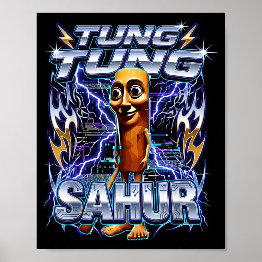 面白いイタリアのブレインロット Tung Tung Tung サフール ポスター (正面)