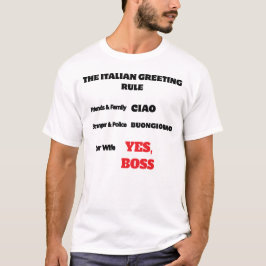 面白いイタリア語の挨拶ルール妻ボスユーモアTシャツ Tシャツ