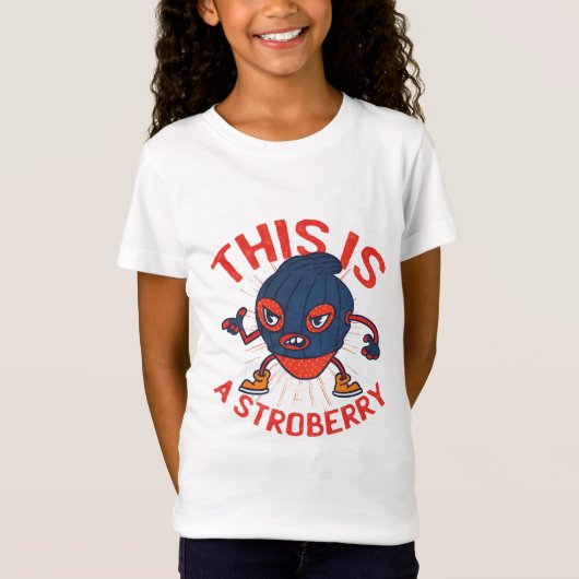 面白いイチゴのお面のフルーツアート Tシャツ (正面)