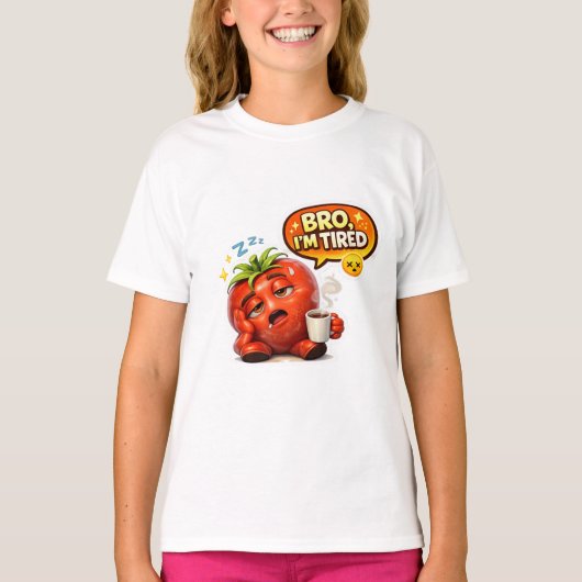 面白いイチゴの"兄弟、疲れた"グラフィックTシャツ Tシャツ (正面)
