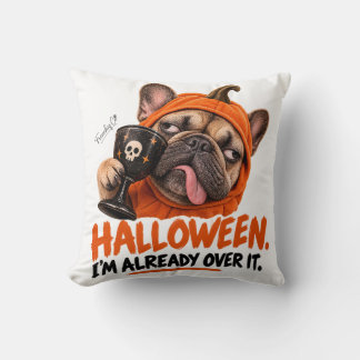 面白いイライラフレンチブルドッグのハロウィンコスチューム クッション