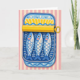 面白いイワシ かわいい魚好き レトロな海岸風 カード