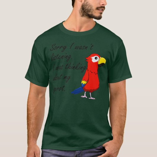 面白いインコが鳥について考える Tシャツ (正面)