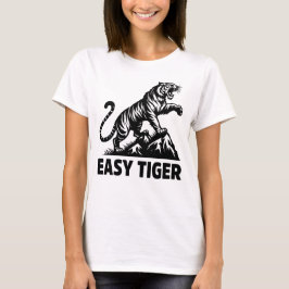 面白いイージータイガー大きな猫動物の引用 Tシャツ