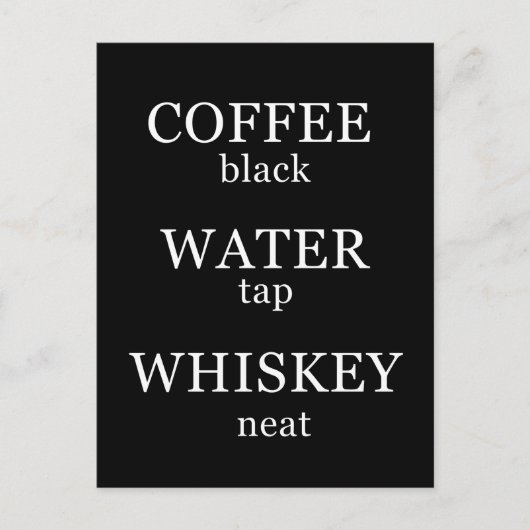 面白いウィスキーの名言やアルコールに関するユーモアのあるギフト ポストカード (正面)