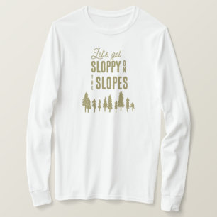 面白いウィンタースキースノーボード独身最後のパーティー Tシャツ