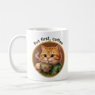 面白いウインクする招き猫コーヒーマグ テンプレート - でもまずは コーヒーマグカップ