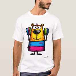 面白いウェイトリフティングのクマのキャラクターTシャツ Tシャツ