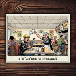 面白いウェイトレスの仕事 レストランのユーモア  ポストカード