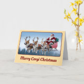 面白いウェルシュコーギーのクリスマス カード (黄色い花)