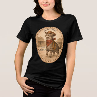 面白いウエスタンカウボーイハットの猫9つの命1つの夢 トライブレンドＴシャツ