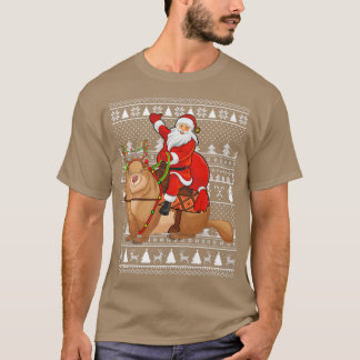 面白いウォンバット好きのサンタがウォンバットに乗った醜いクリスマス Tシャツ