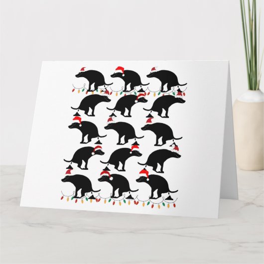 面白いウンチをするクリスマスの犬たち カード (正面)