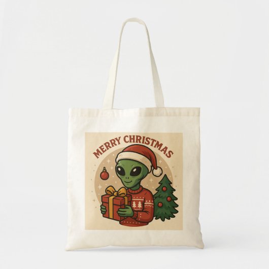 面白いエイリアンのメリークリスマス トートバッグ (正面)
