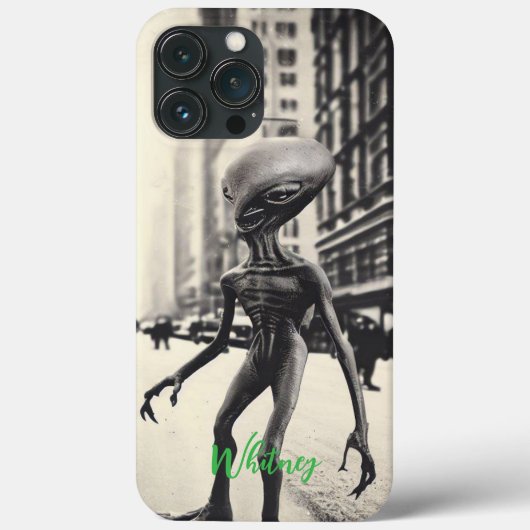 面白いエイリアンインベージョン・レトロUFO・SF映画の名前 Case-Mate iPhoneケース (裏面)