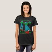 面白いエイリアンUFOサンタソリ ださいクリスマスセーター Tシャツ (正面フル)