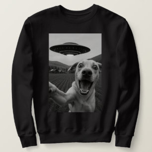 面白いエイリアンUFO犬の自撮り - かっこいい猫と宇宙UFO  スウェットシャツ