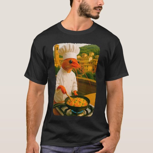 面白いエビシェフがエビチャーハンを作るミームB Tシャツ (正面)