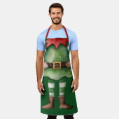 面白いエルフのボディクリスマスギフト エプロン (着用した状態)