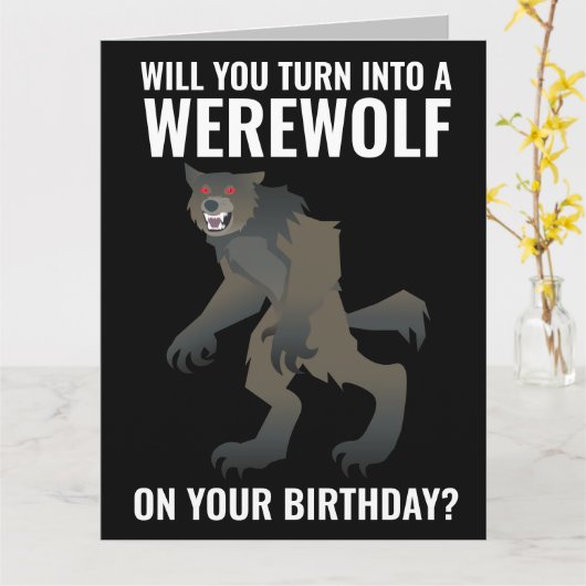 面白いオオカミの誕生日カード カード (黄色い花)