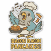 面白いオキナインコのシェフが歌うベーコンパンケーキ シール (正面)