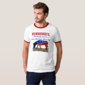 面白いオバマ反対+民主党反対 メンズTシャツ Tシャツ (正面フル)