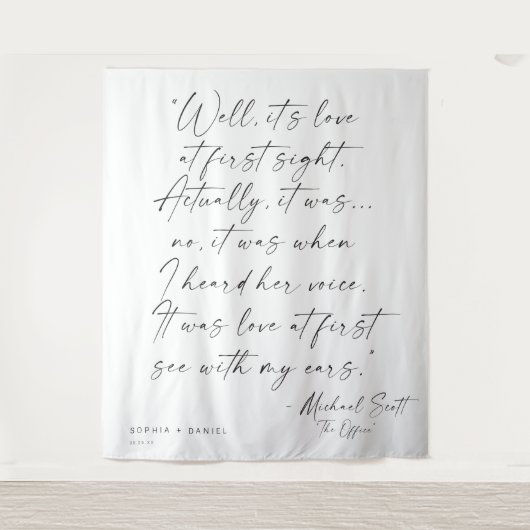 面白いオフィス名言ウェディングバックドロップバナー タペストリー (正面)