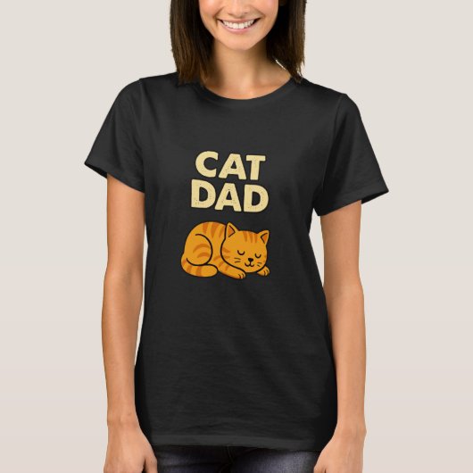 面白いオレンジの子猫のデザイン ネコパパ Tシャツ (正面)