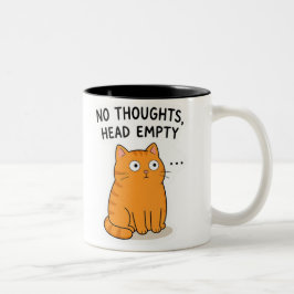 面白いオレンジの猫のデザインのPNG - No Thoughts Head Empty Cat ツートーンマグカップ