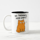 面白いオレンジの猫のデザインのPNG - No Thoughts Head Empty Cat ツートーンマグカップ (左)