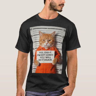 面白いオレンジの猫のマグショットミーム はい しました Tシャツ