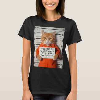 面白いオレンジの猫のマグショットミーム YES I DID Tシャツ